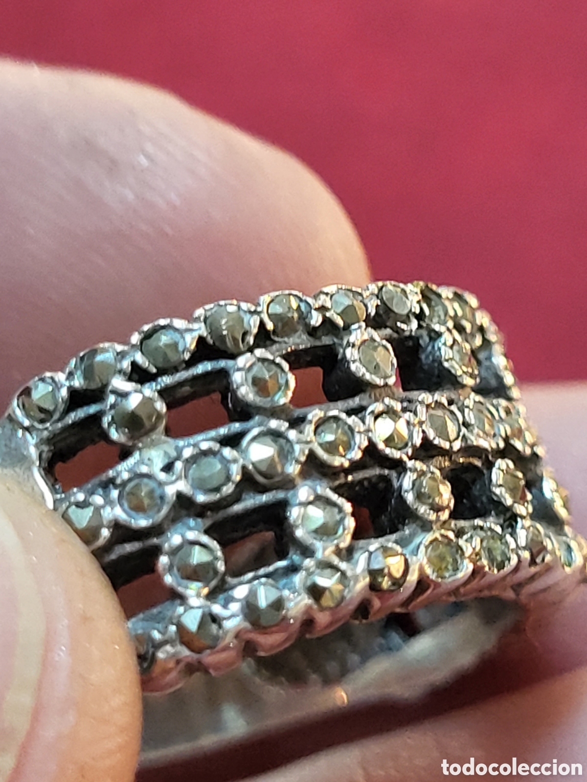 Joyeria: ANTIGUO ANILLO REALIZADO EN PLATA Y MARQUESITAS - Foto 6