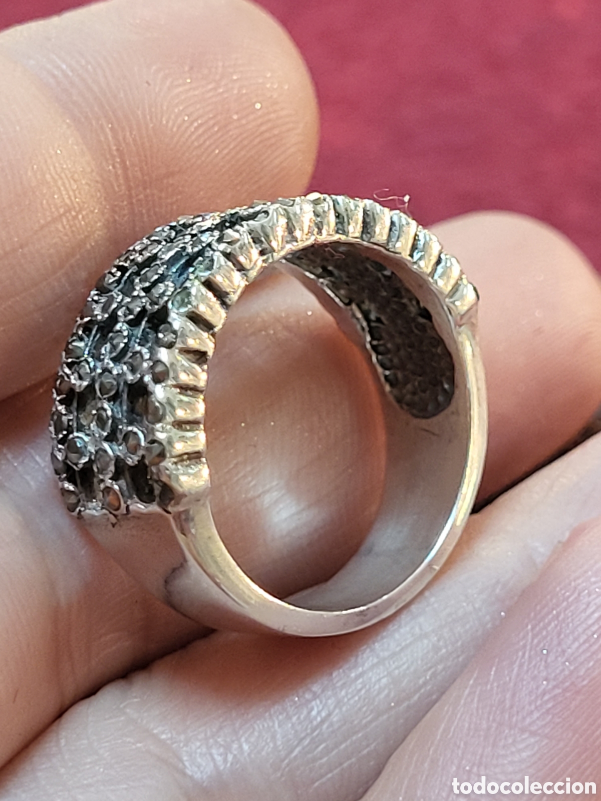 Joyeria: ANTIGUO ANILLO REALIZADO EN PLATA Y MARQUESITAS - Foto 8