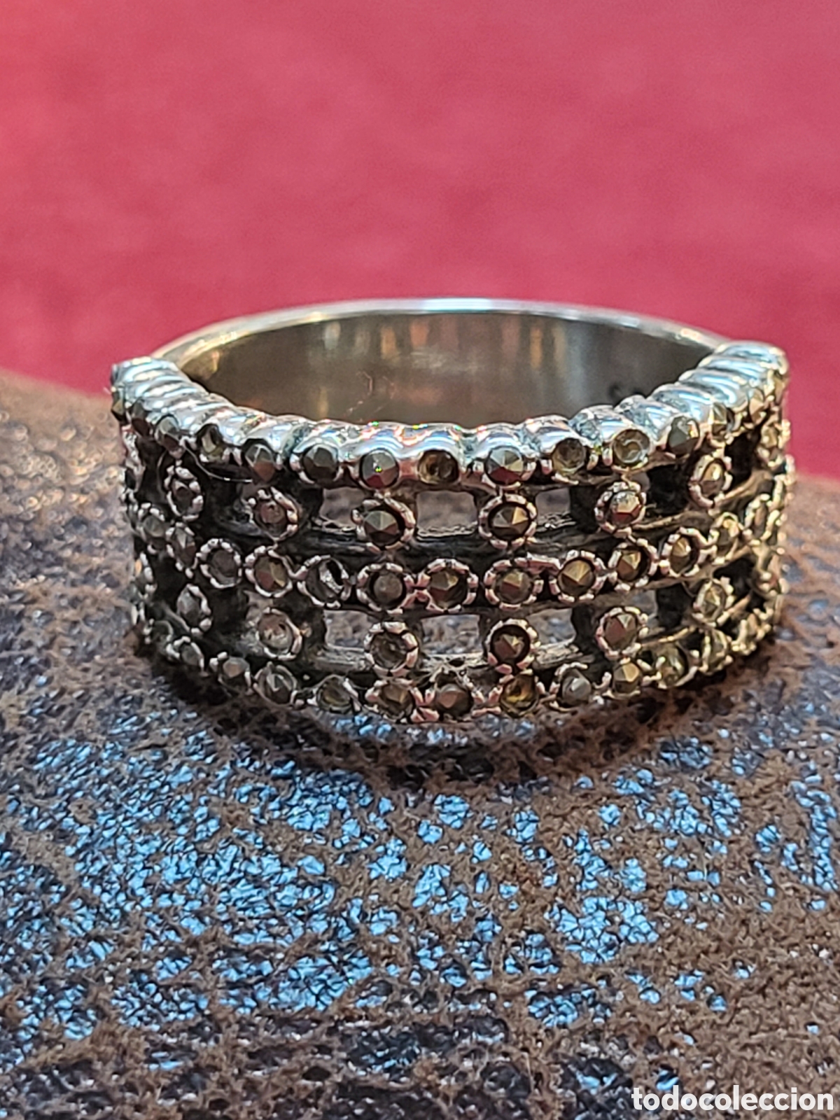 Joyeria: ANTIGUO ANILLO REALIZADO EN PLATA Y MARQUESITAS - Foto 1