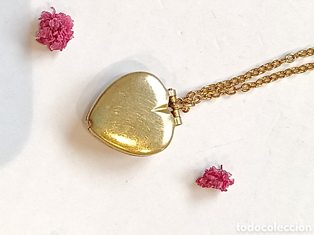 Joyeria: ⌛Collar guardapelos a&ntilde;os 70 coraz&oacute;n rosa - Foto 2