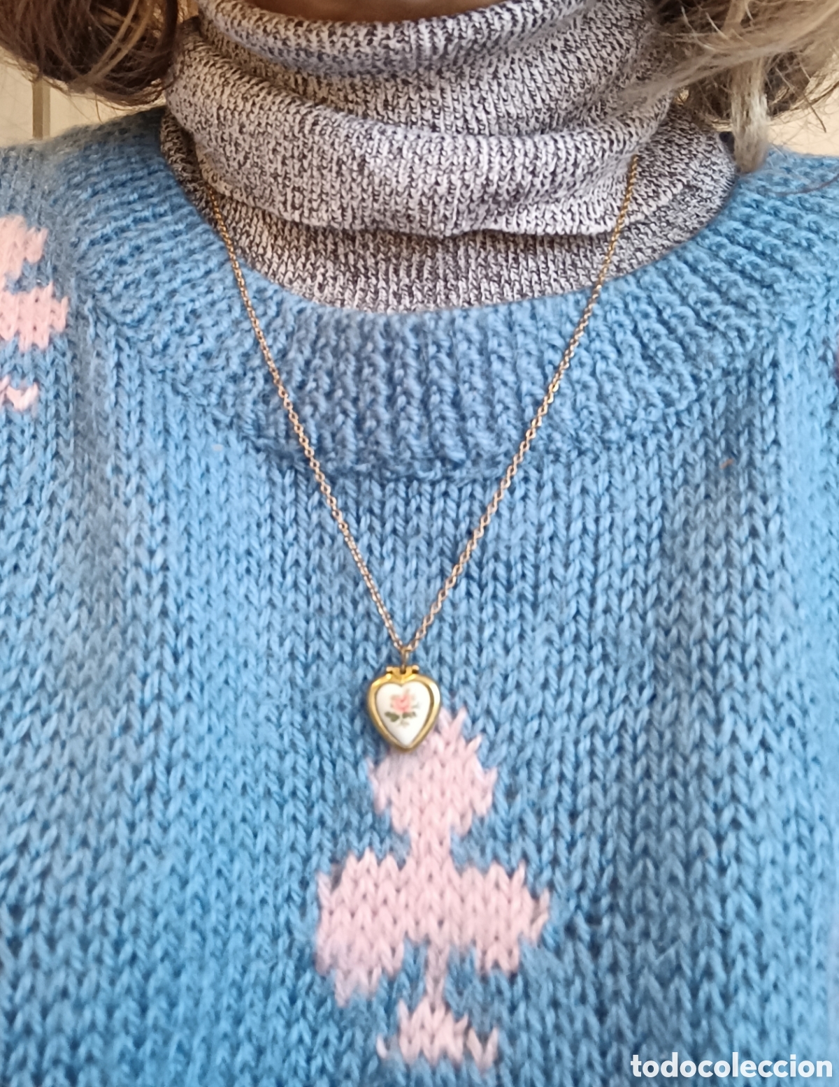 Joyeria: ⌛Collar guardapelos a&ntilde;os 70 coraz&oacute;n rosa - Foto 5