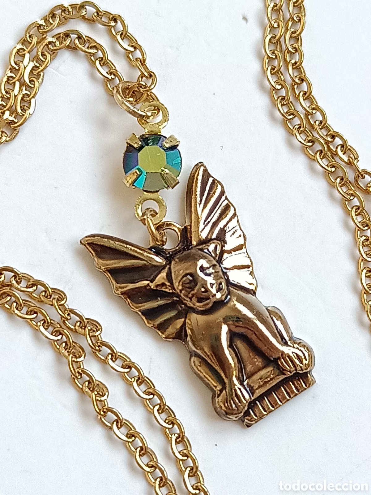 Joyeria: ⌛Collar vintage g&aacute;rgola, ba&ntilde;ado en oro. - Foto 7
