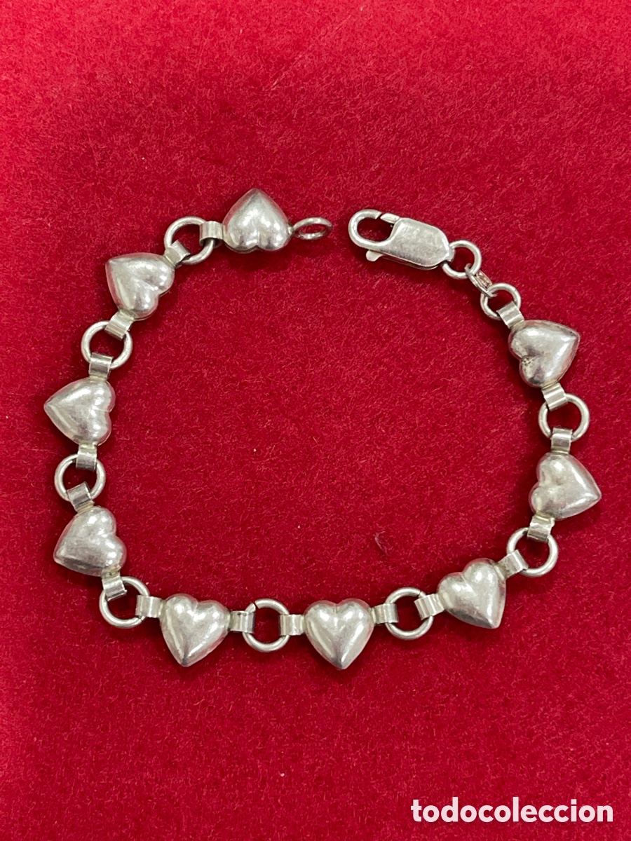 Joyeria: Pulsera de corazones en plata de ley contrastada. - Foto 1