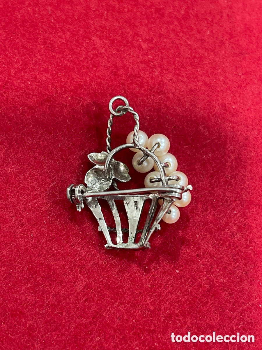 Joyeria: Broche en plata de ley contrastada y perlitas. - Foto 2
