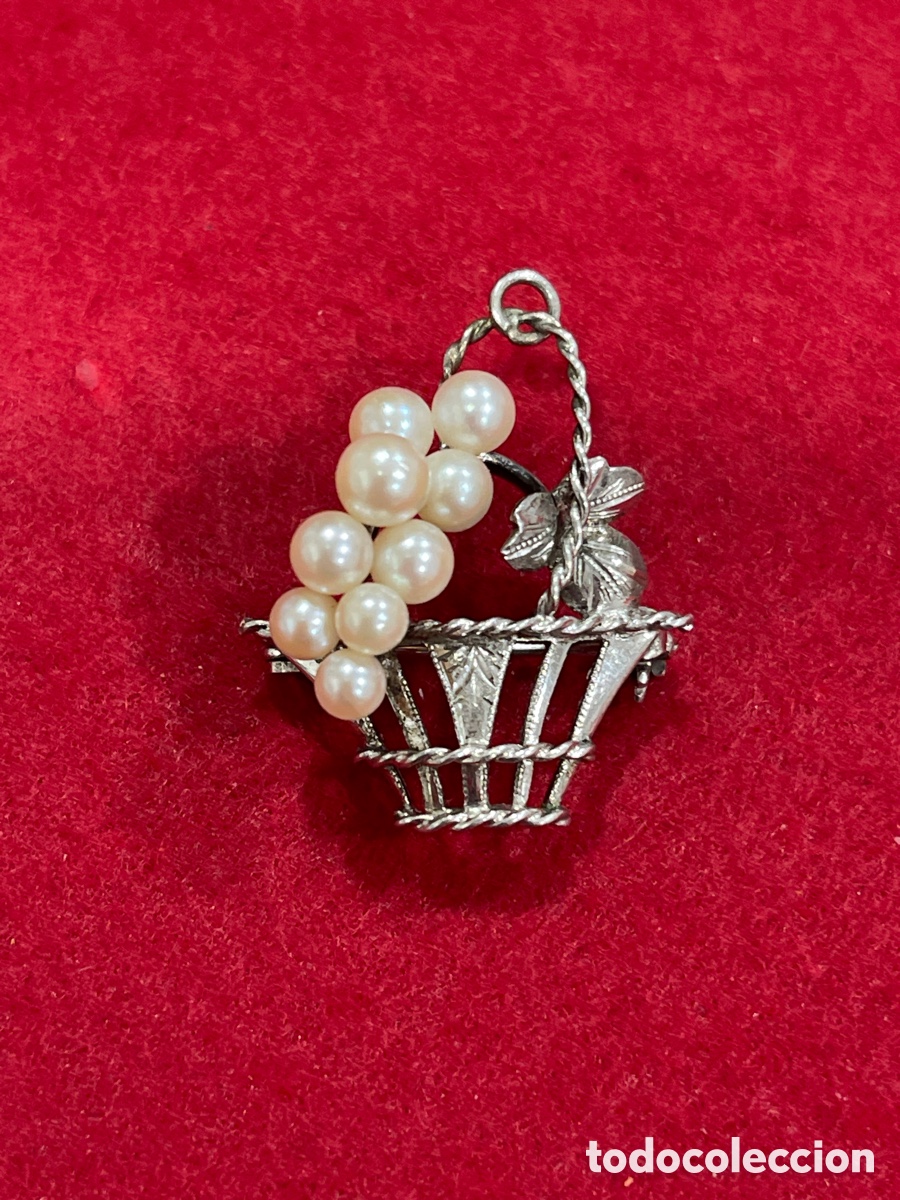 Joyeria: Broche en plata de ley contrastada y perlitas. - Foto 1