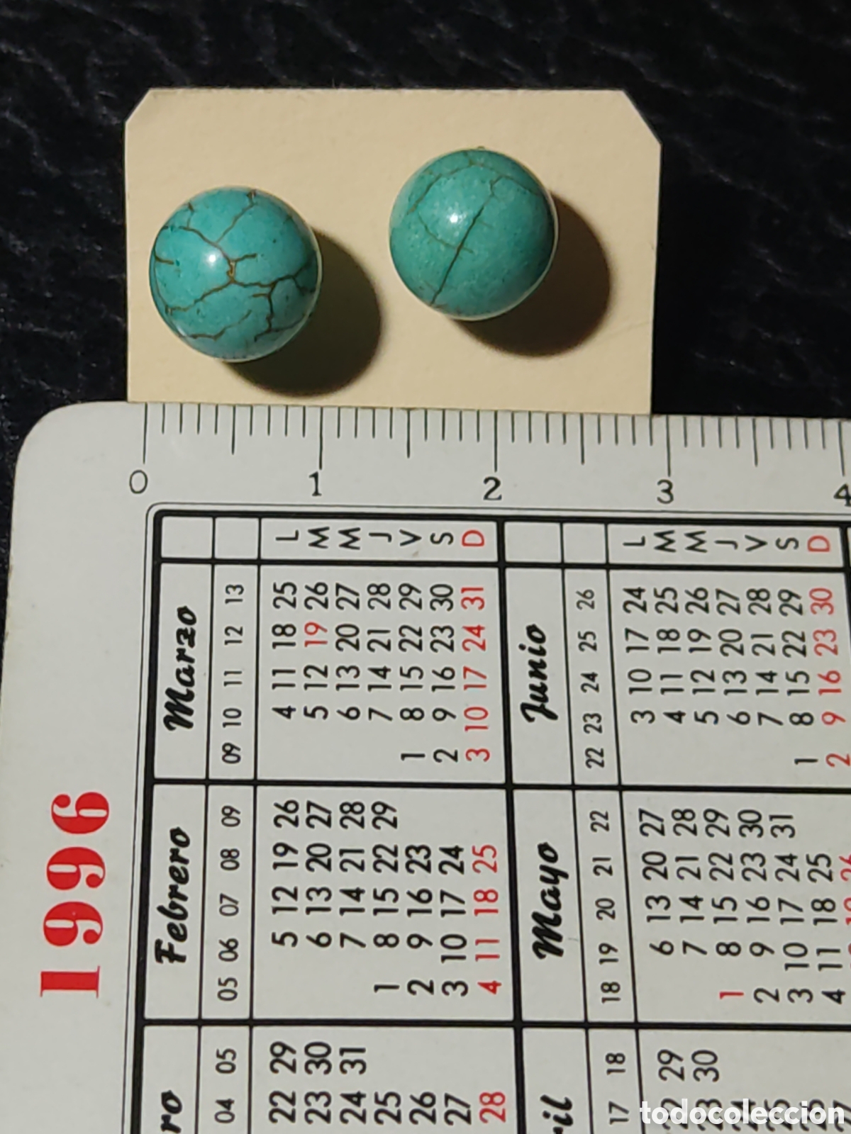 Joyeria: Pendientes bola de turquesa y plata.Vintage. - Foto 2