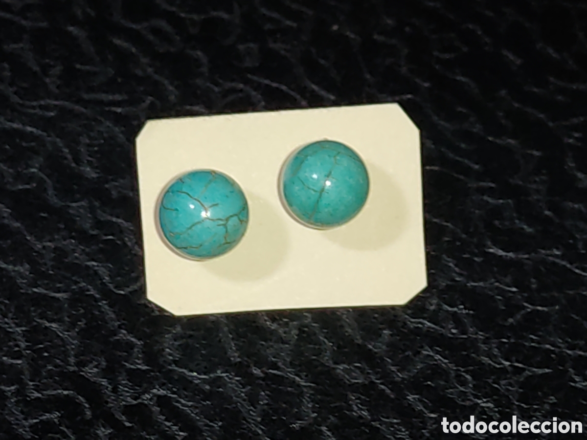 Joyeria: Pendientes bola de turquesa y plata.Vintage. - Foto 4