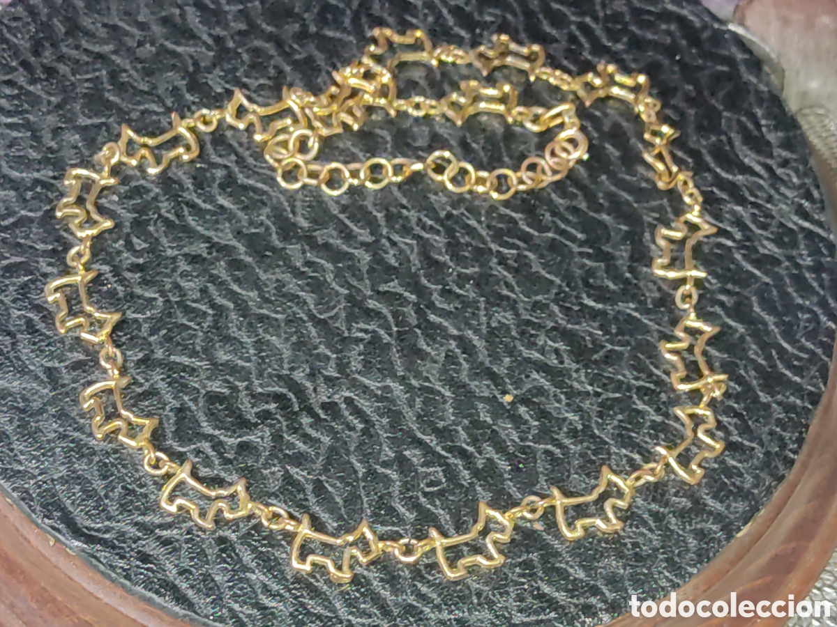 Joyeria: Gargantilla chapada en oro de eslabones de perritos.Vintage. - Foto 3