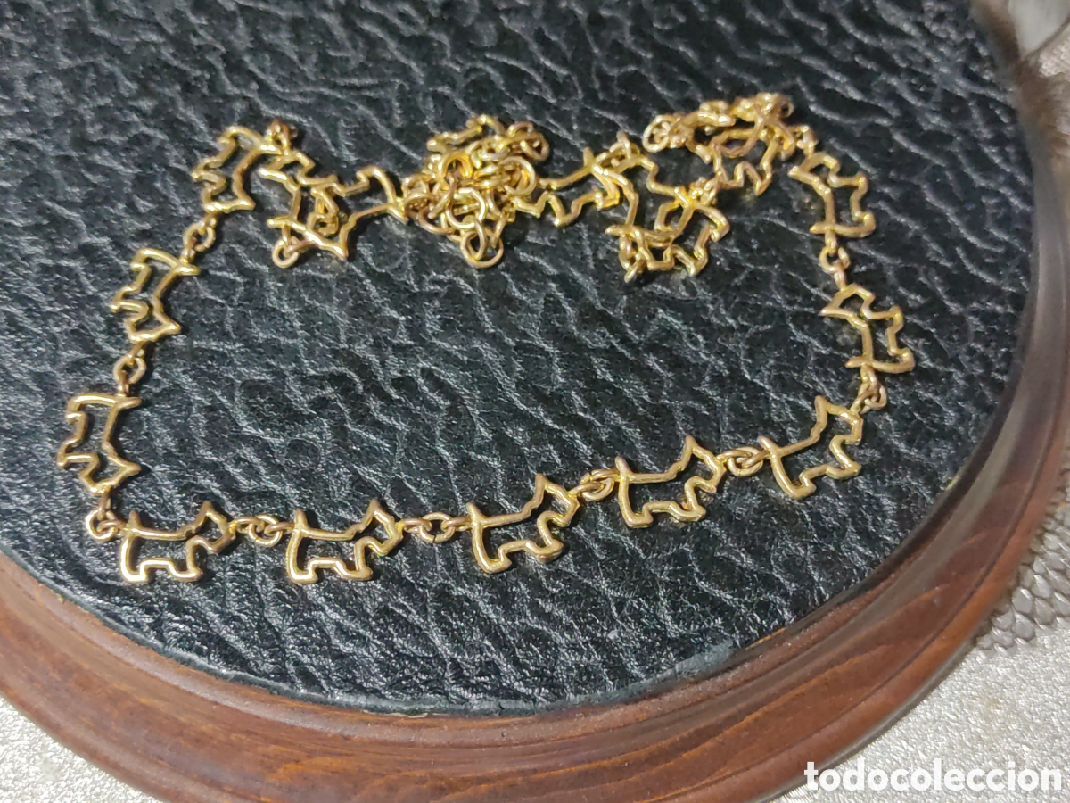 Joyeria: Gargantilla chapada en oro de eslabones de perritos.Vintage. - Foto 4