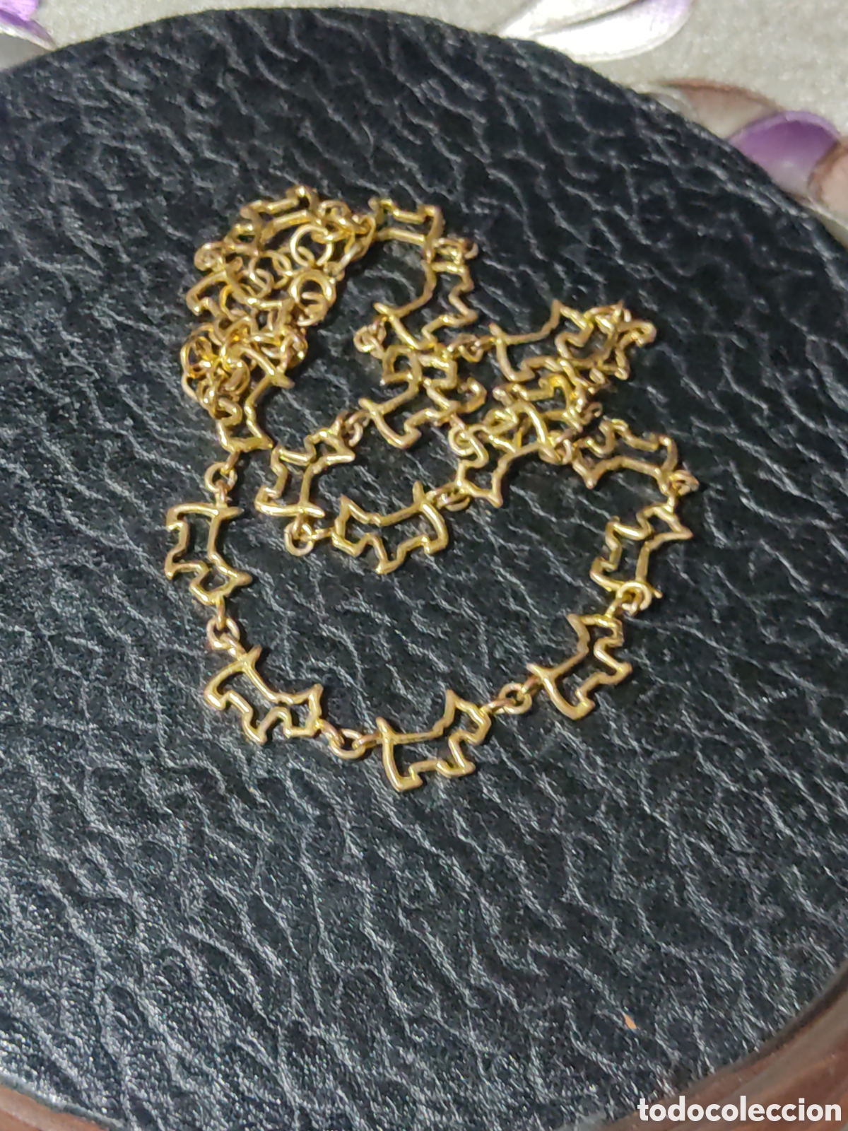 Joyeria: Gargantilla chapada en oro de eslabones de perritos.Vintage. - Foto 5