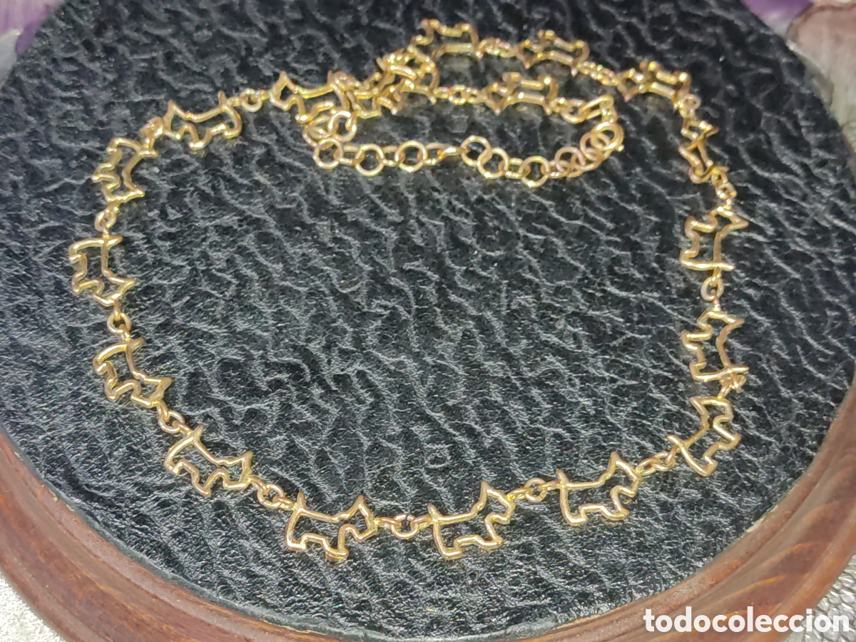 Joyeria: Gargantilla chapada en oro de eslabones de perritos.Vintage. - Foto 1