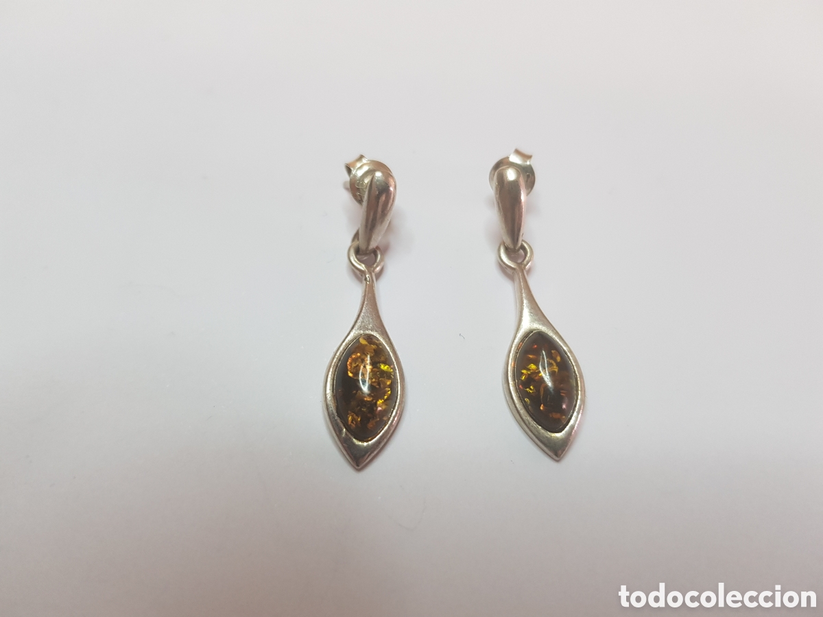 Joyeria: #744 Pendientes con piedra plata de ley 925 3cm - Foto 1