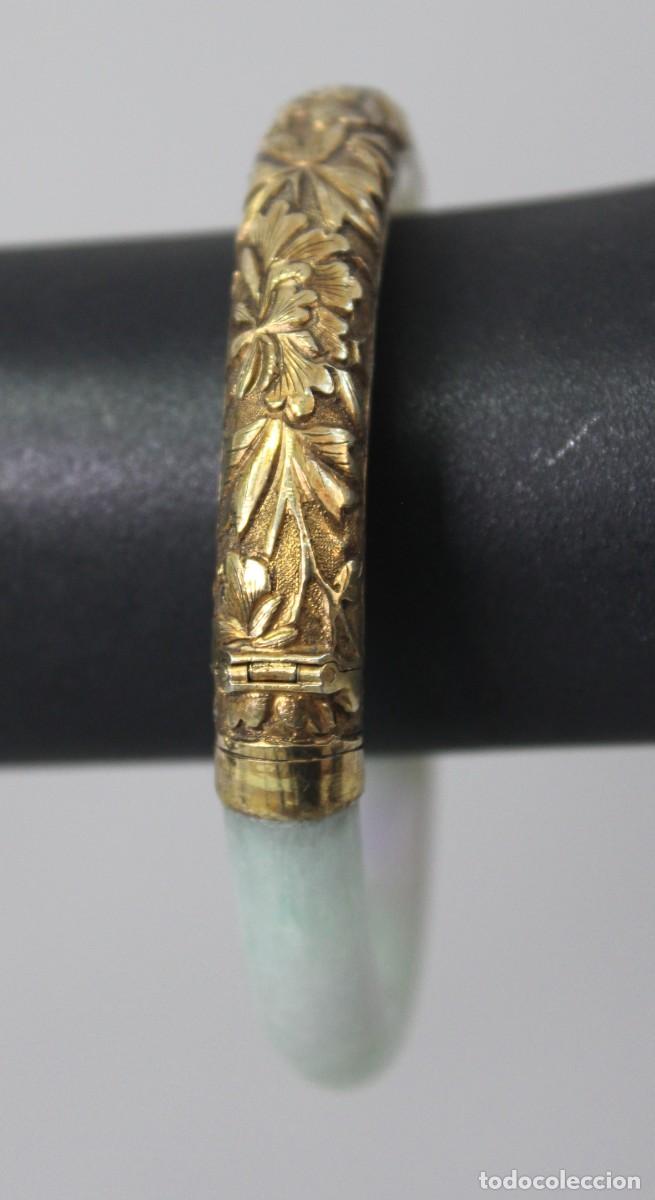 Joyeria: Pulsera brazalete jade y plata siglo XIX - Foto 4