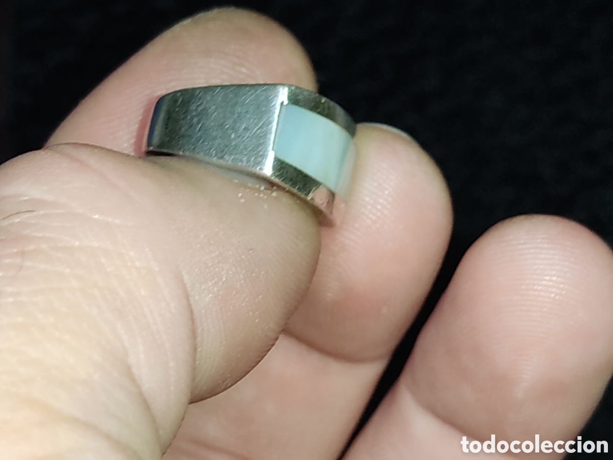 Joyeria: Anillo de plata contrastada y n&aacute;car.Vintage. - Foto 7