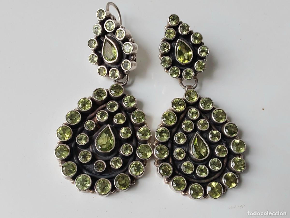 Joyeria: Pendientes de plata con olivina, peridoto. - Foto 1