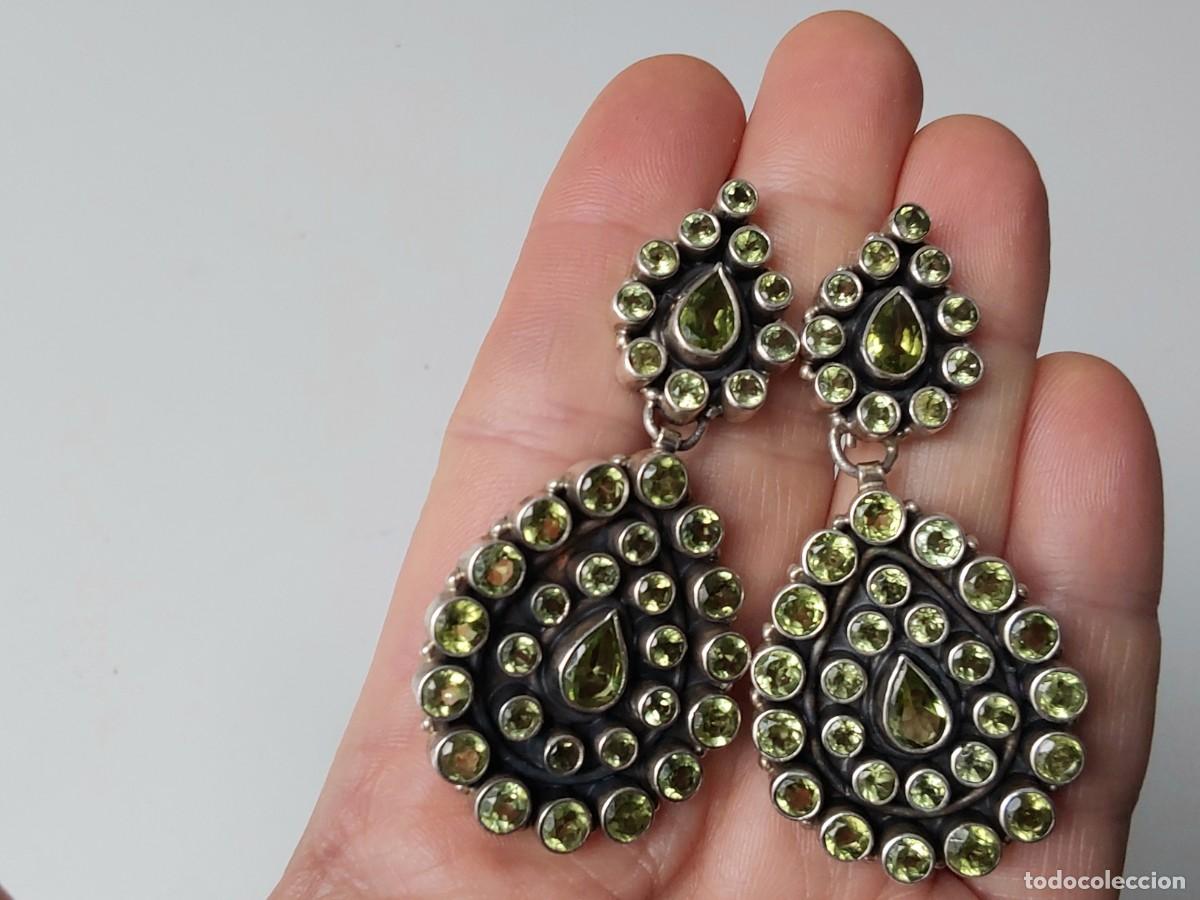 Joyeria: Pendientes de plata con olivina, peridoto. - Foto 3