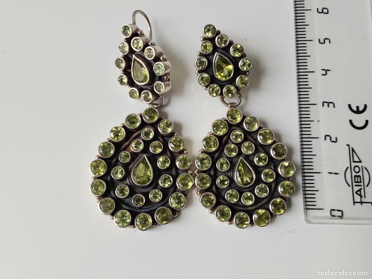 Joyeria: Pendientes de plata con olivina, peridoto. - Foto 4