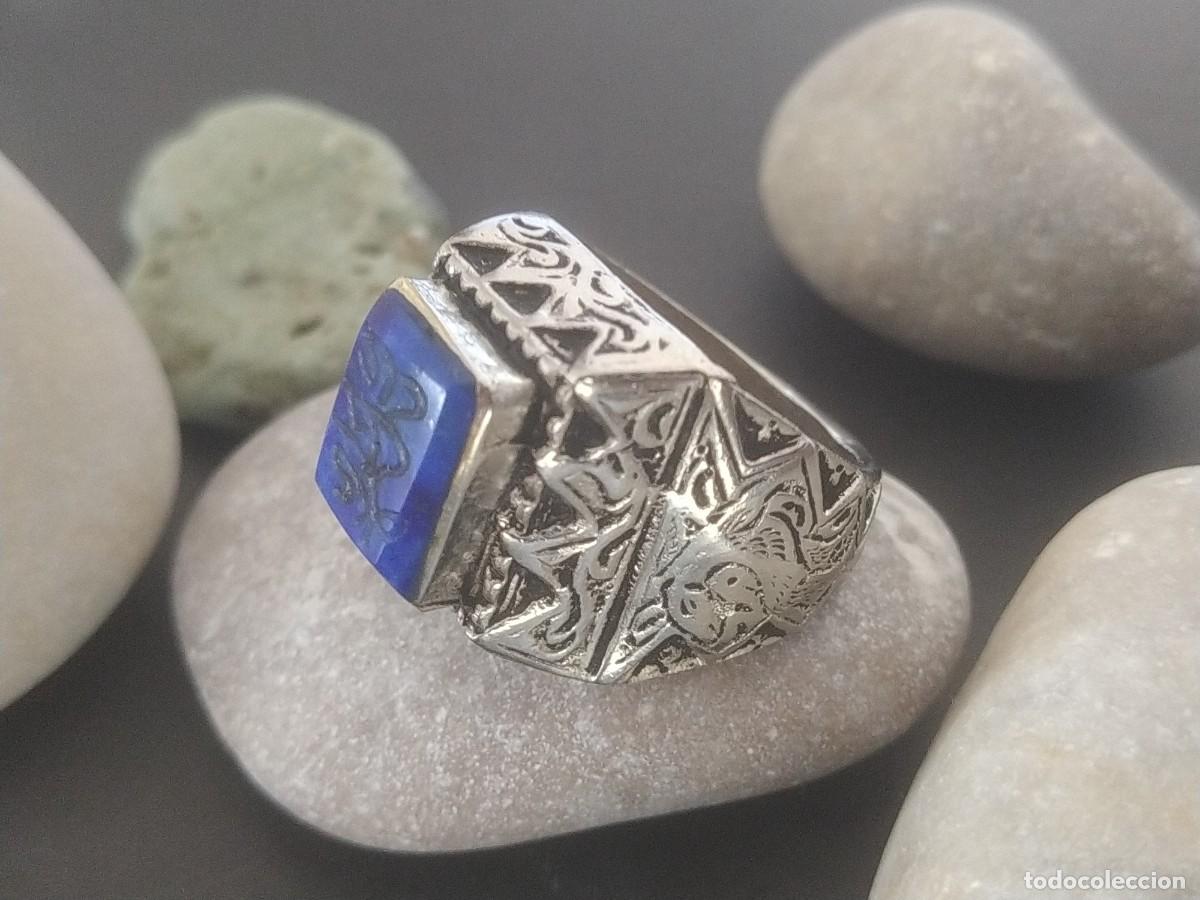 Joyeria: Antiguo anillo &aacute;rabe de plata y lapisl&aacute;zuli - Foto 4