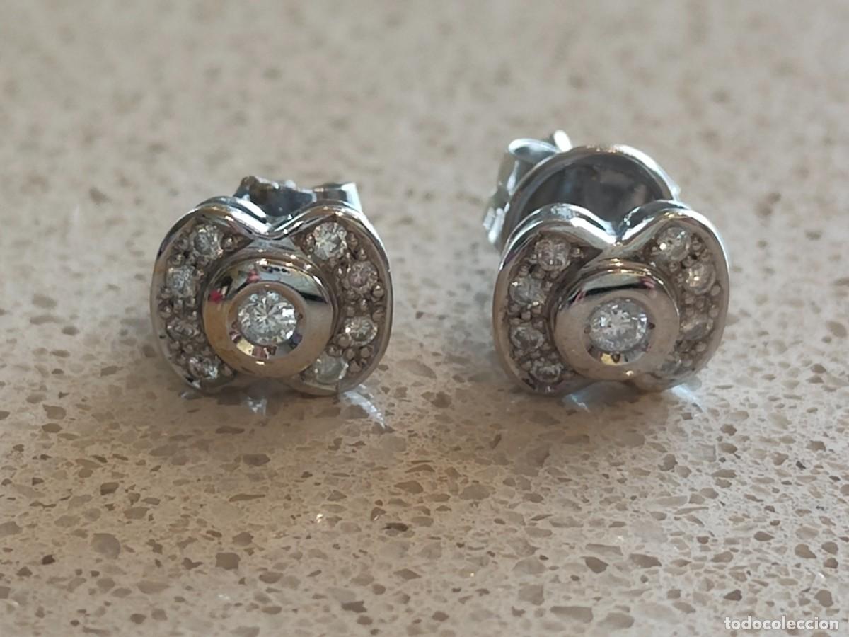 Joyeria: PENDIENTES FLOR ORO BLANCO Y BRILLANTES - Foto 2