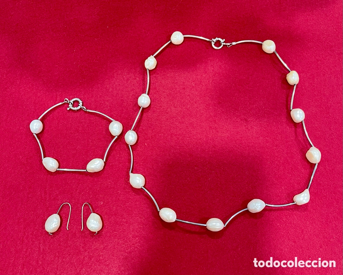 Joyeria: Bonito conjunto en plata de ley y perlas de R&iacute;o. - Foto 1