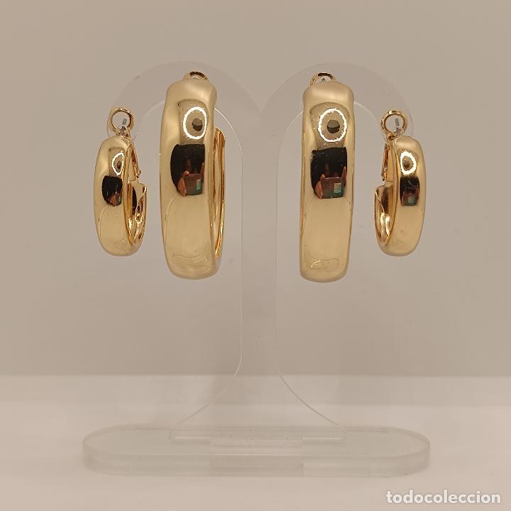 Joyeria: Lote de dos pares de elegantes y sofisticados pendientes de aro con ba&ntilde;o de oro. - Foto 6