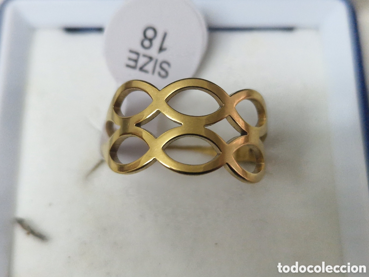 Joyeria: ANILLO DE ACERO CON BA&Ntilde;O DE ORO 18K - Foto 2