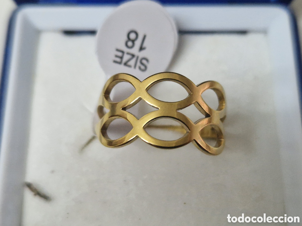 Joyeria: ANILLO DE ACERO CON BA&Ntilde;O DE ORO 18K - Foto 3