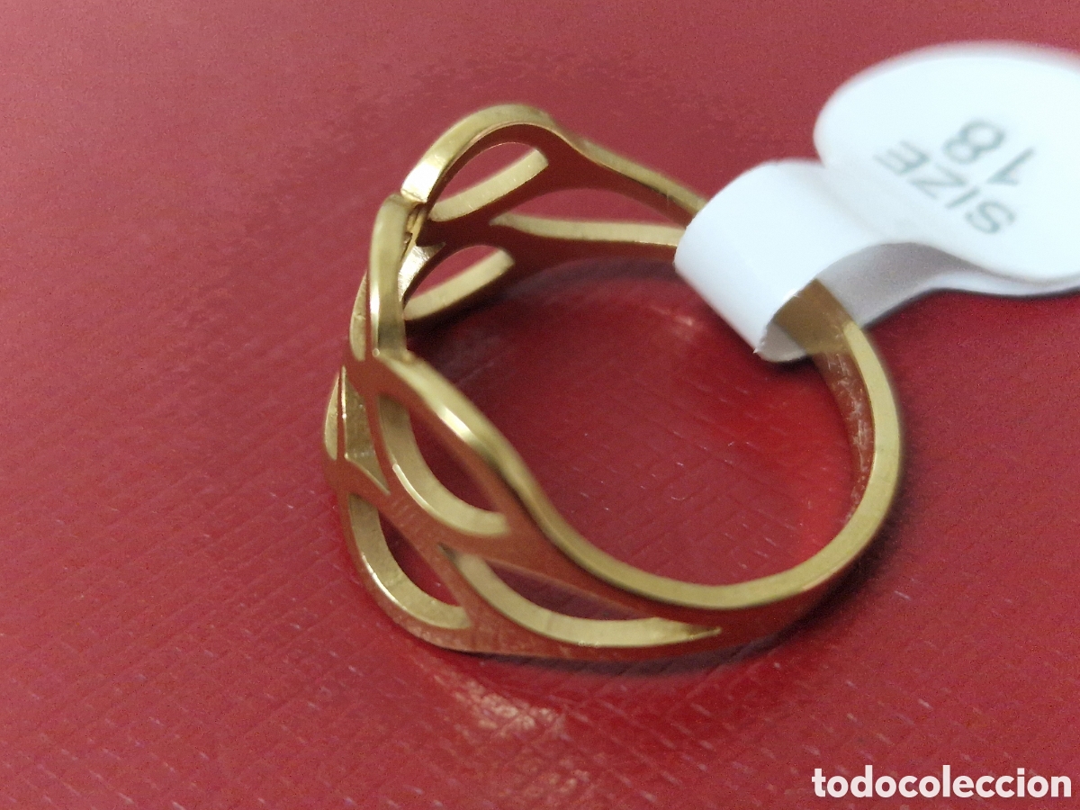 Joyeria: ANILLO DE ACERO CON BA&Ntilde;O DE ORO 18K - Foto 4