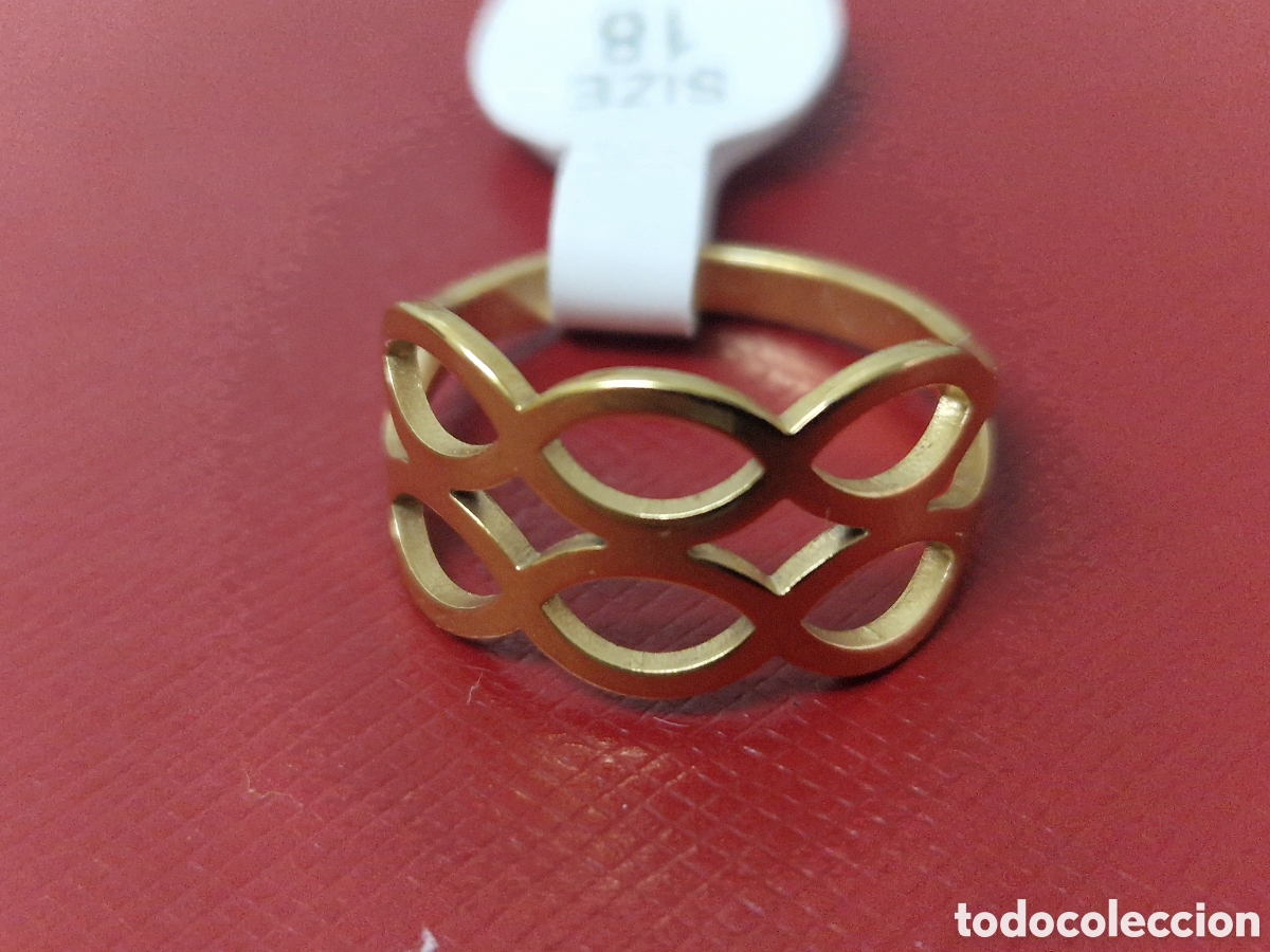 Joyeria: ANILLO DE ACERO CON BA&Ntilde;O DE ORO 18K - Foto 6