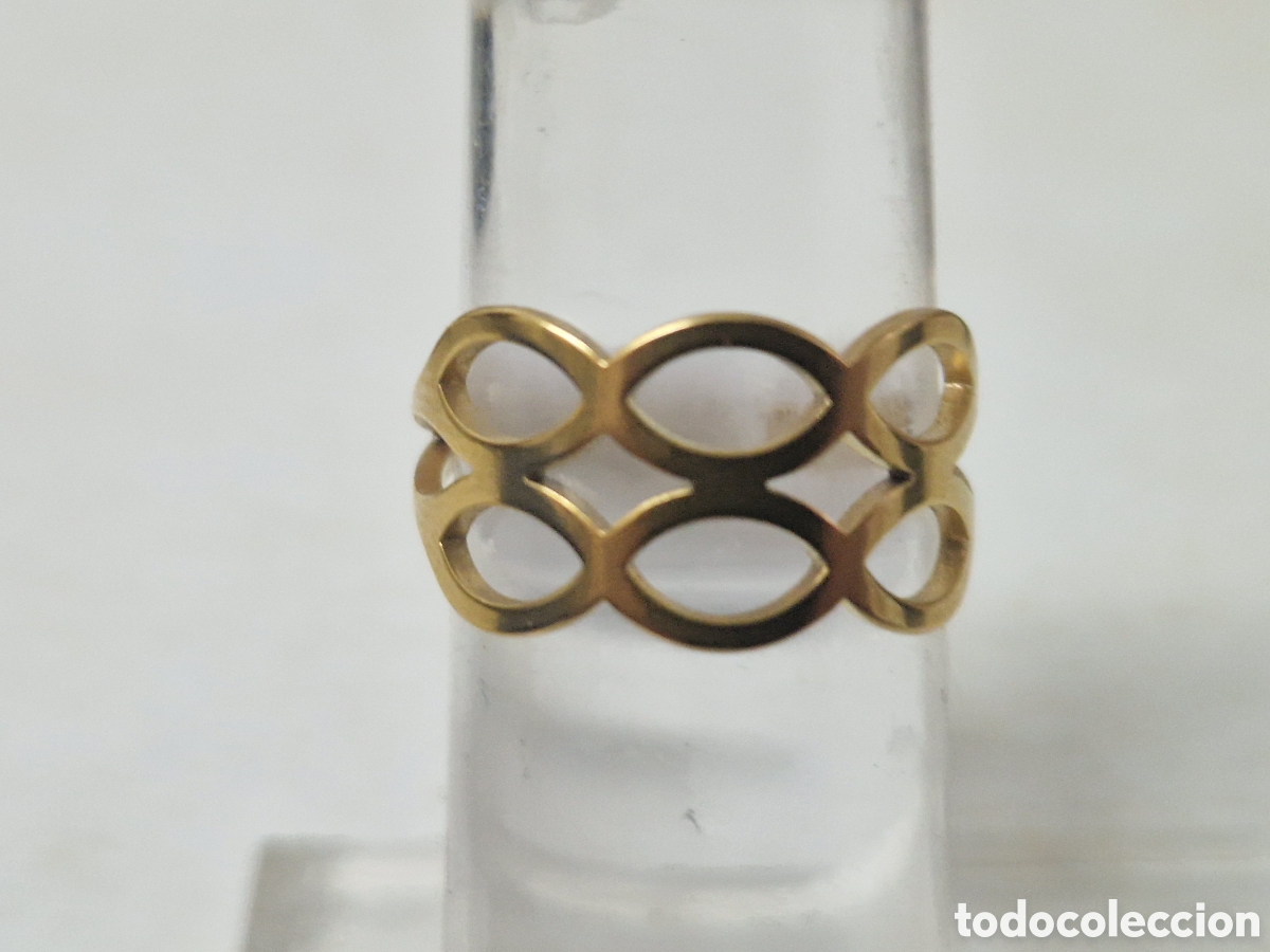 Joyeria: ANILLO DE ACERO CON BA&Ntilde;O DE ORO 18K - Foto 8