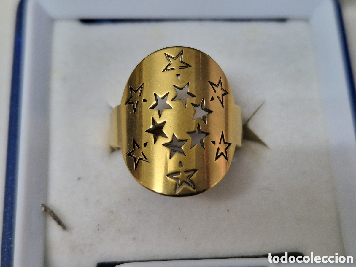 Joyeria: ANILLO DE ACERO CON BA&Ntilde;O DE ORO 18K NUEVO - Foto 2