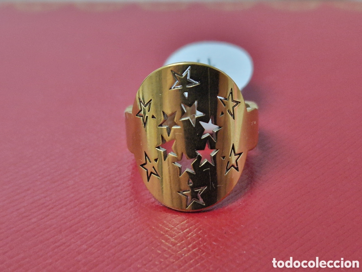 Joyeria: ANILLO DE ACERO CON BA&Ntilde;O DE ORO 18K NUEVO - Foto 3