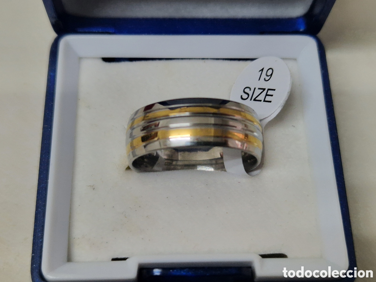 Joyeria: ANILLO DE ACERO Y BA&Ntilde;I DE ORO 18K - Foto 4