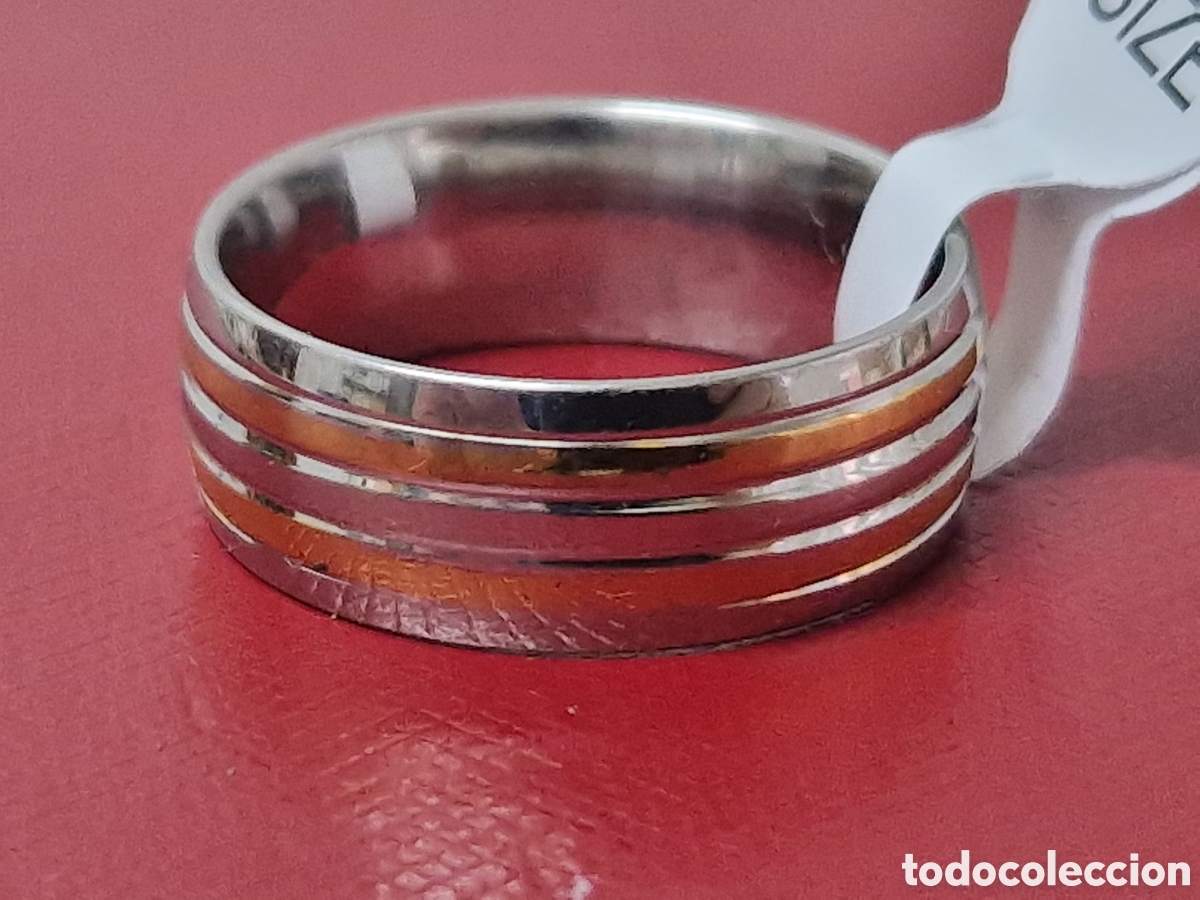 Joyeria: ANILLO DE ACERO Y BA&Ntilde;I DE ORO 18K - Foto 5