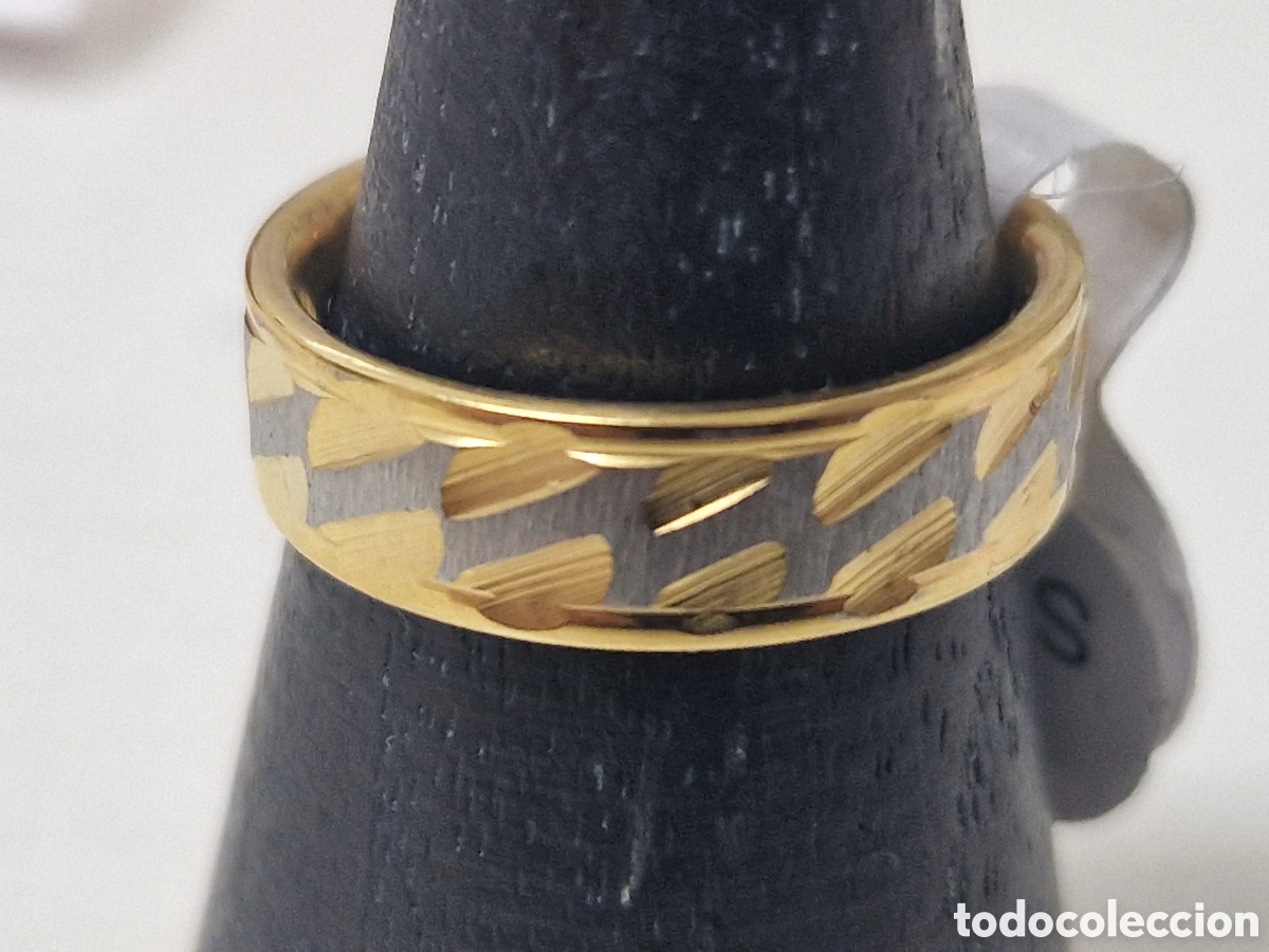 Joyeria: ANILLO DE ACERO Y BA&Ntilde;O DE ORO 18 K - Foto 2