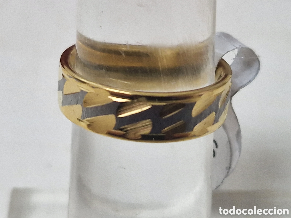 Joyeria: ANILLO DE ACERO Y BA&Ntilde;O DE ORO 18 K - Foto 5