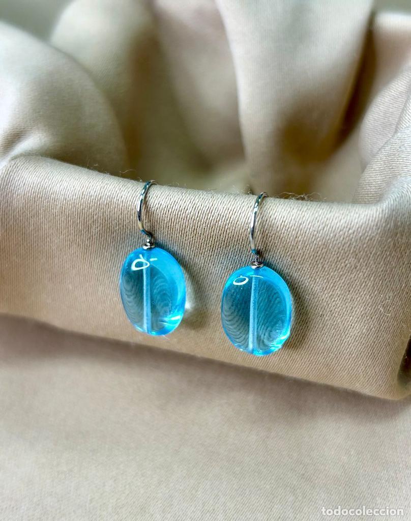 Joyeria: Pendientes, oro blanco 18K y topacio azul natural - Foto 1
