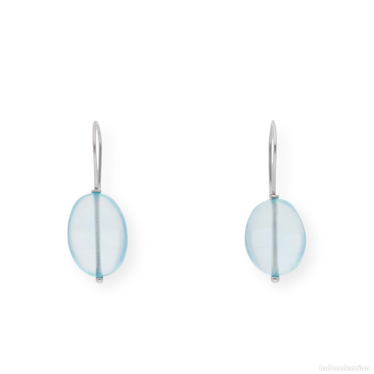 Joyeria: Pendientes, oro blanco 18K y topacio azul natural - Foto 2