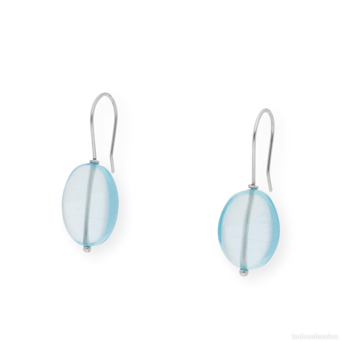 Joyeria: Pendientes, oro blanco 18K y topacio azul natural - Foto 3