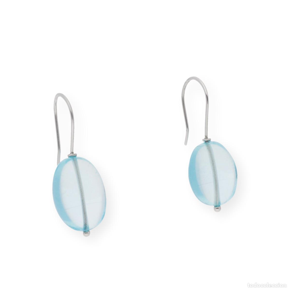 Joyeria: Pendientes, oro blanco 18K y topacio azul natural - Foto 4