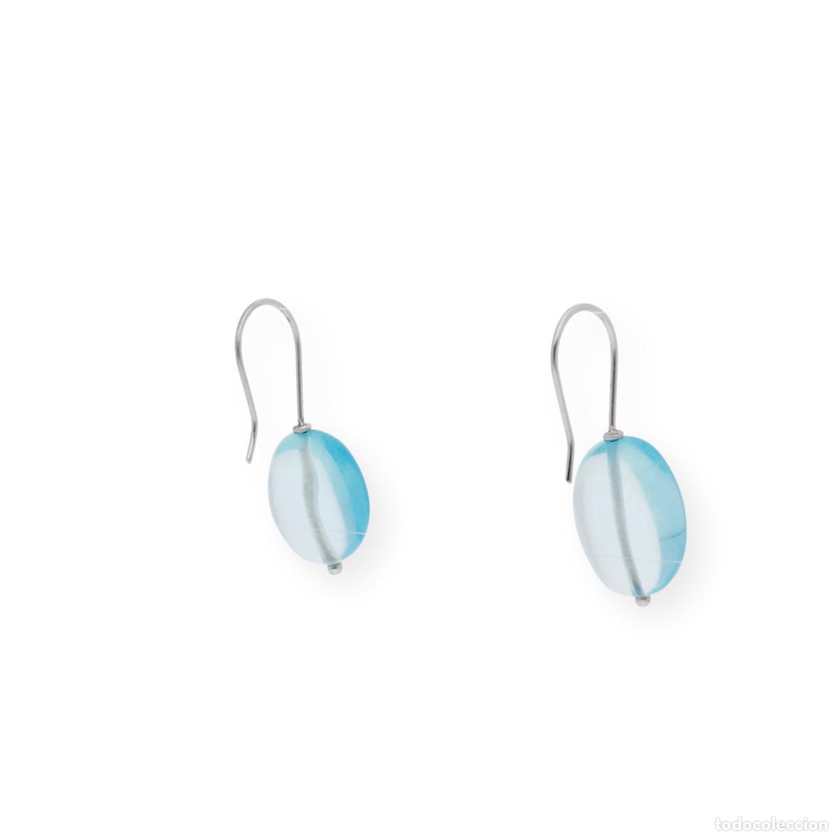 Joyeria: Pendientes, oro blanco 18K y topacio azul natural - Foto 5