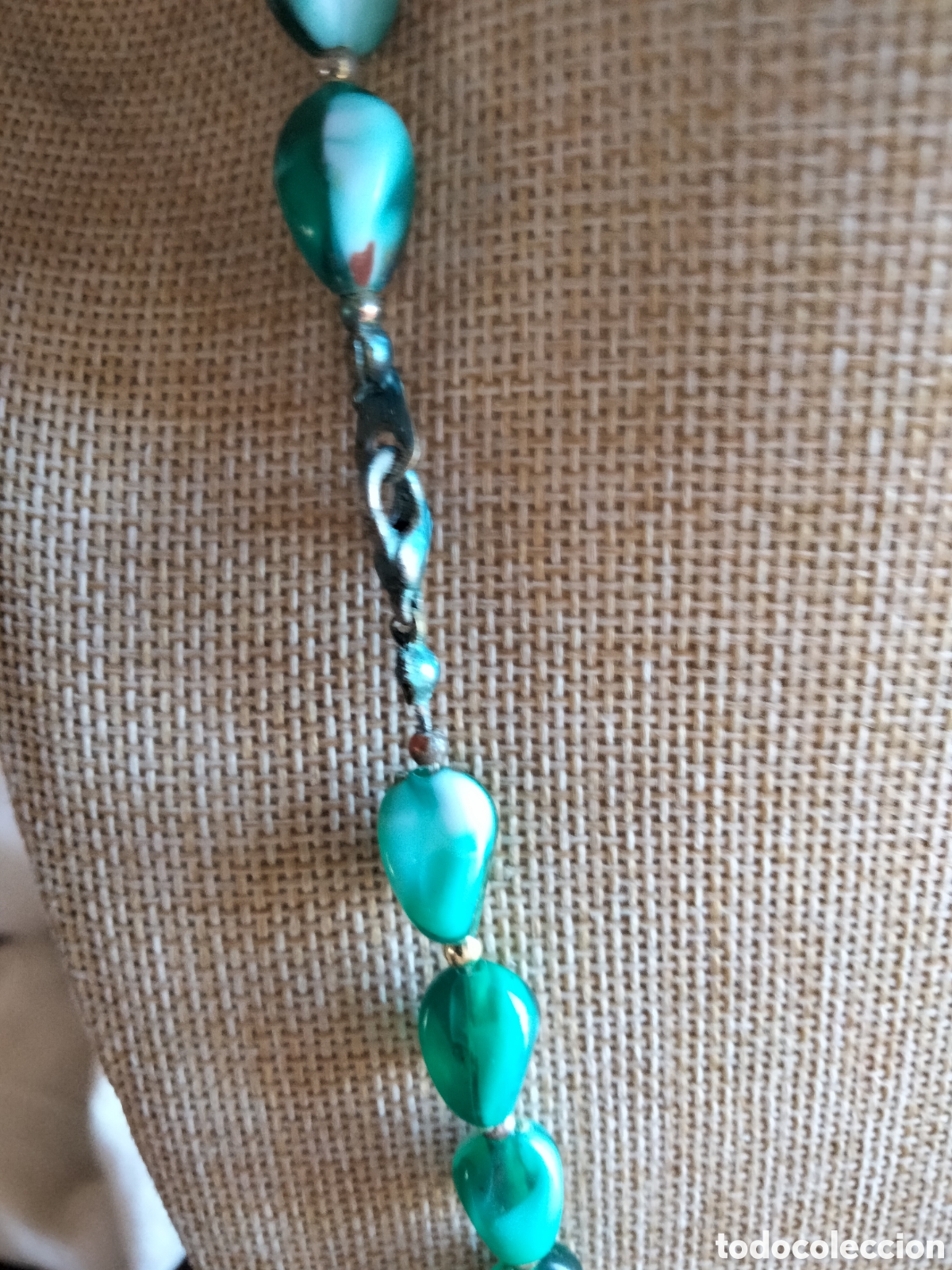 Joyeria: Collar vintage de lucite s&iacute;mil &aacute;mbar verde - Foto 5