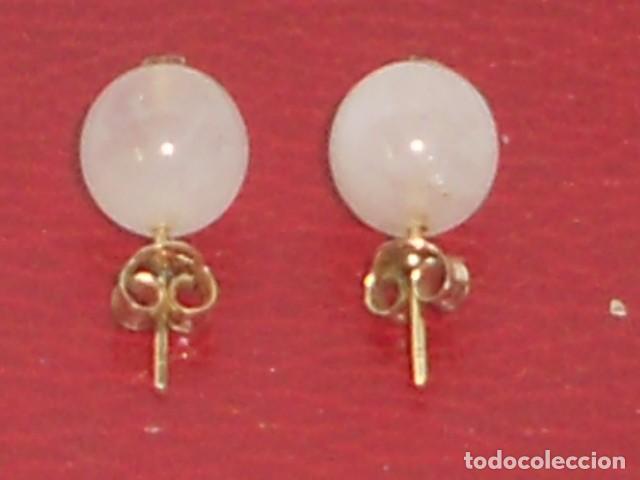 Joyeria: ANTIGUOS PENDIENTES DE CUARZO ROSA - Foto 2