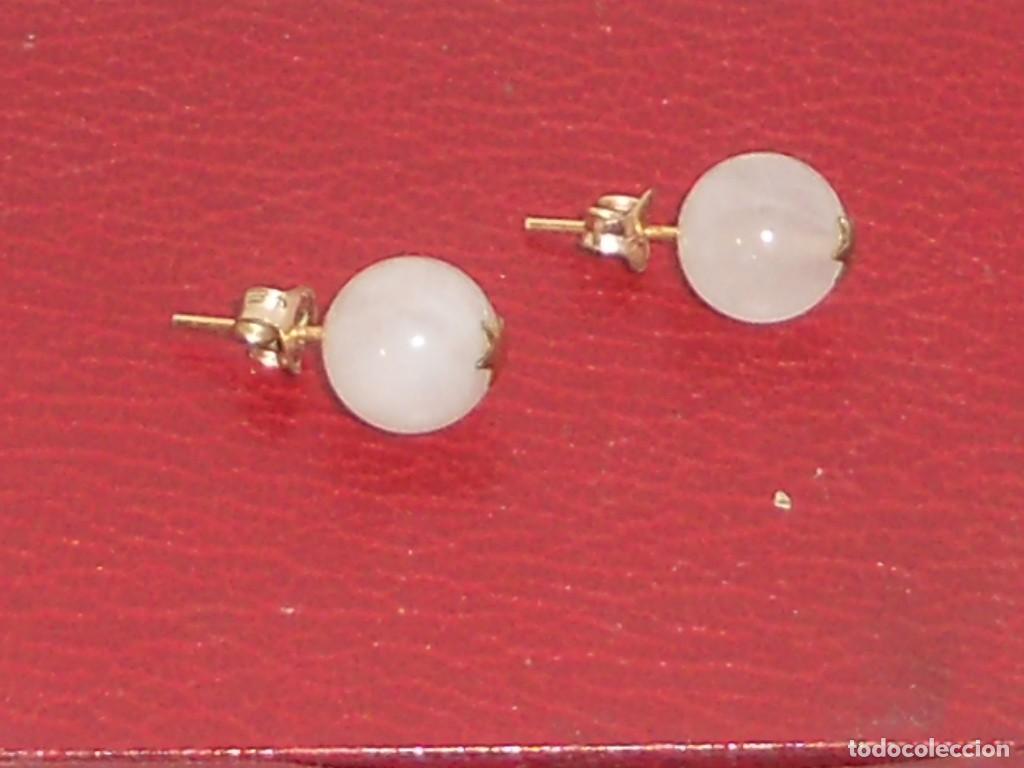 Joyeria: ANTIGUOS PENDIENTES DE CUARZO ROSA - Foto 4
