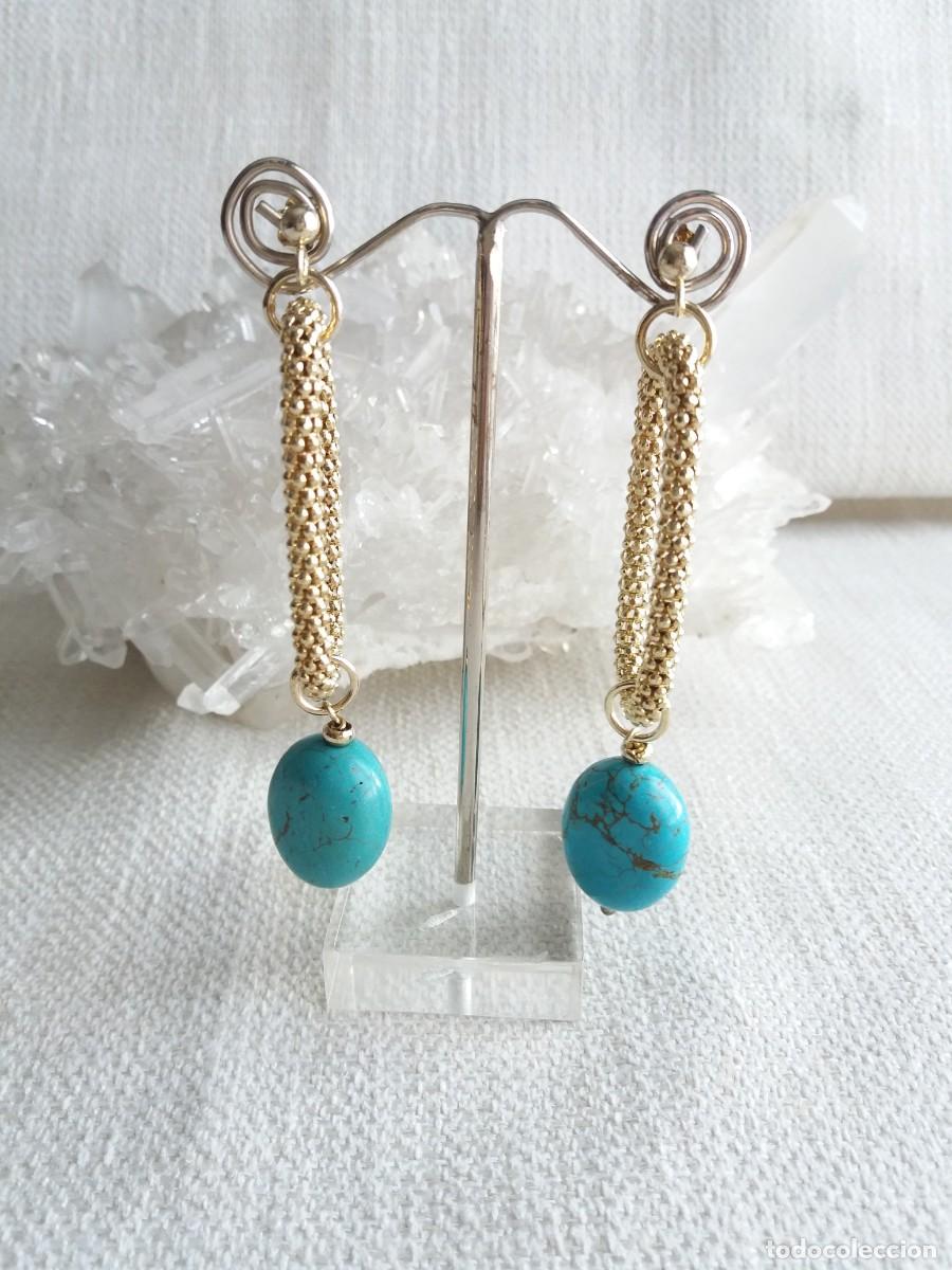 Joyeria: Pendientes Turquesa y plata dorada Oxette - Foto 1