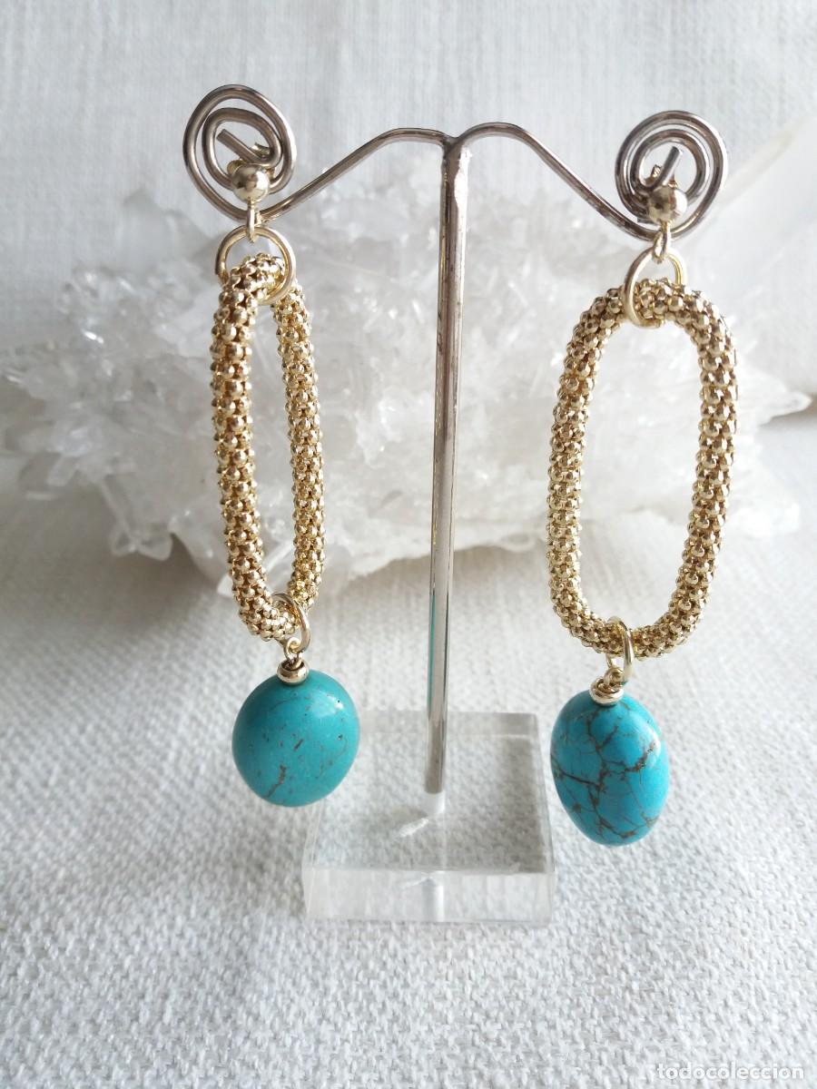 Joyeria: Pendientes Turquesa y plata dorada Oxette - Foto 3