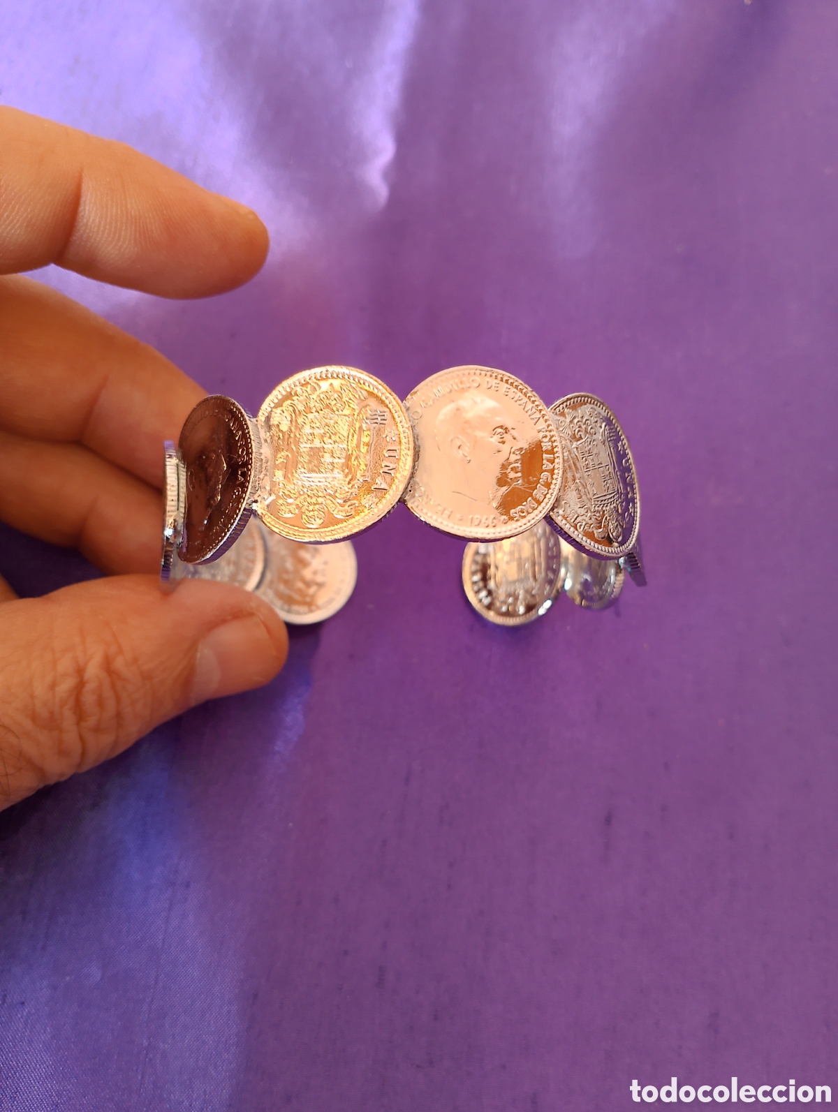 Schmuck: Pulsera hecha con pesetas brazalete
