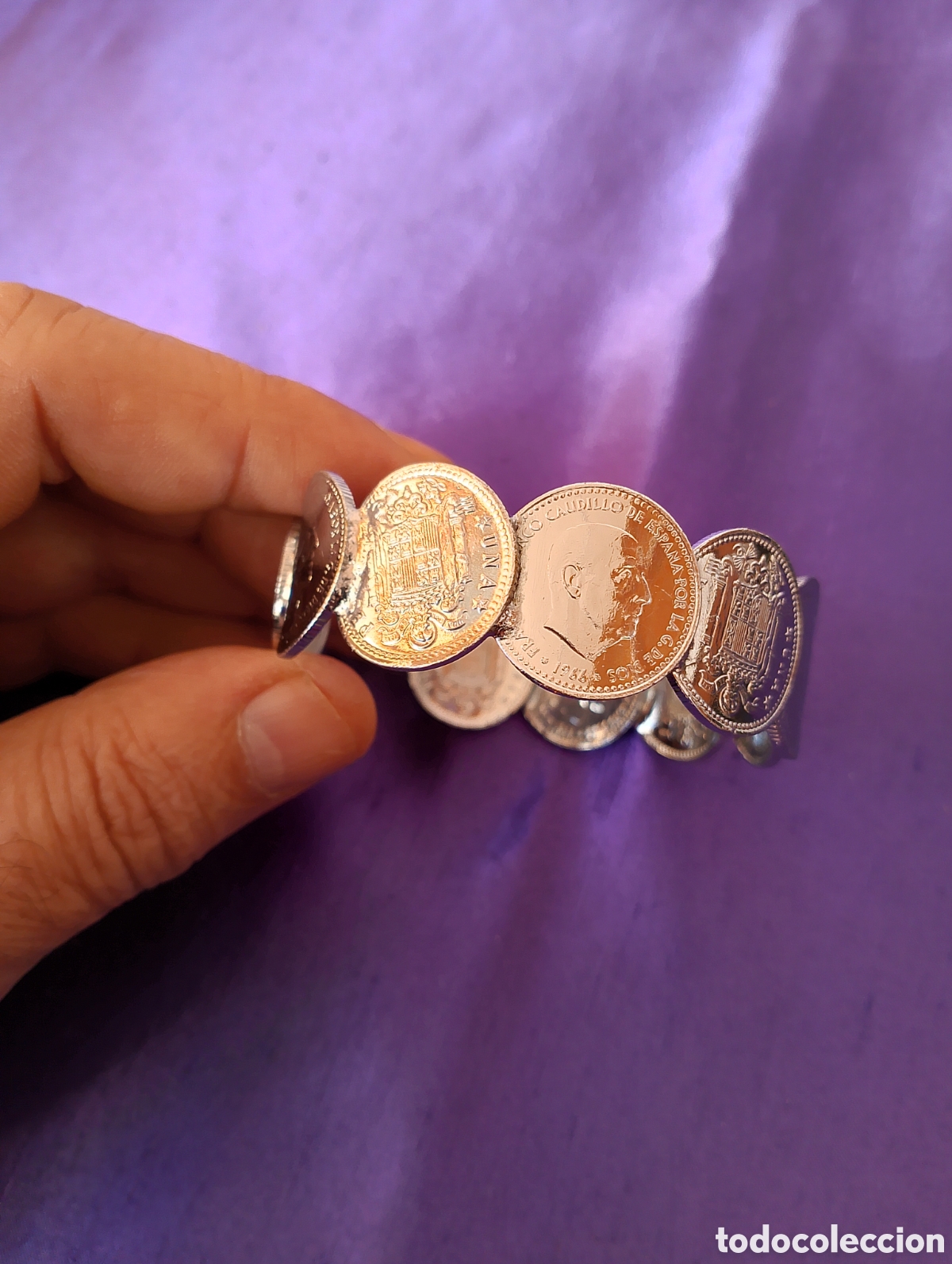 Joyeria: Pulsera hecha con pesetas brazalete - Foto 3