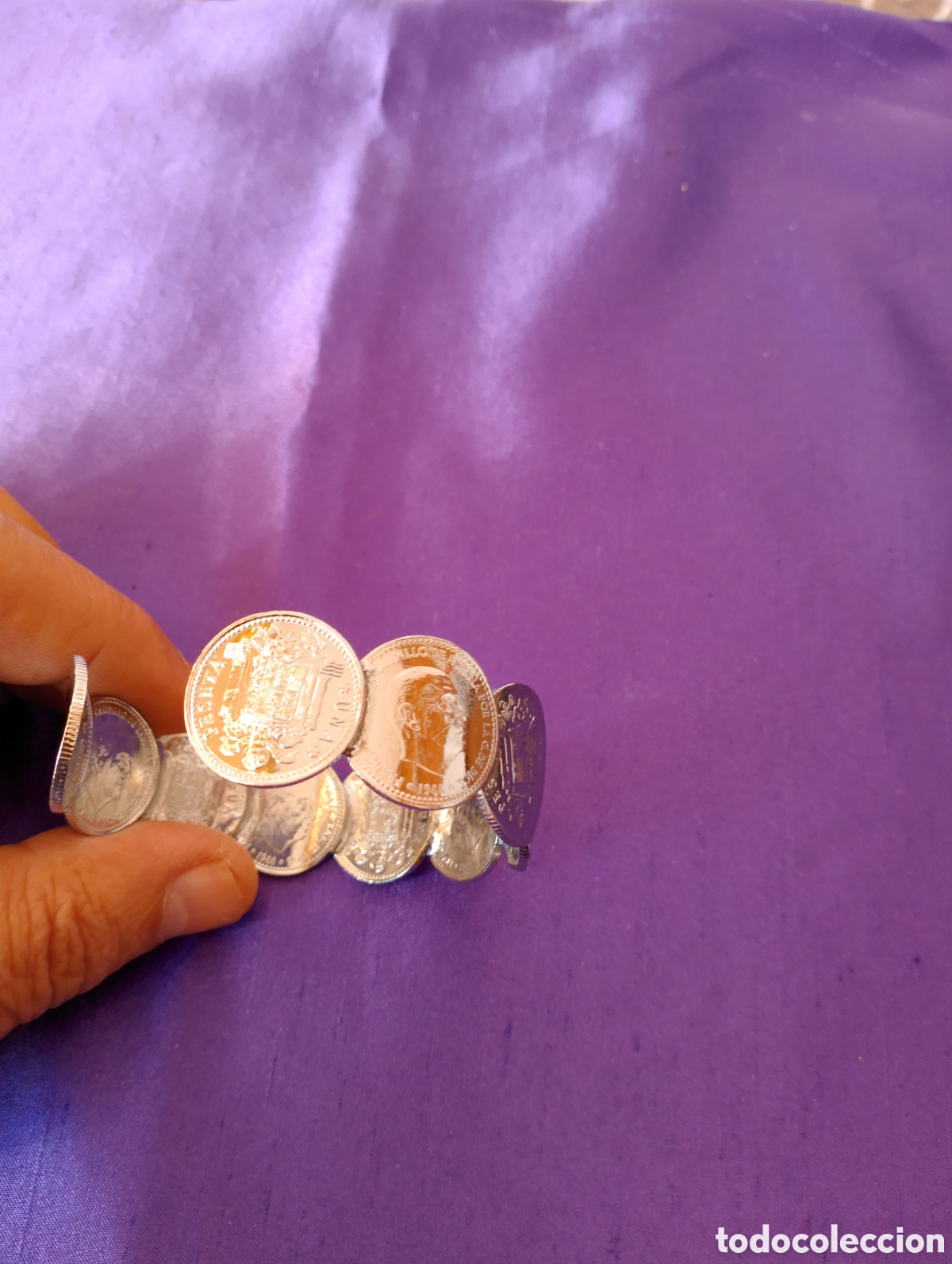 Joyeria: Pulsera hecha con pesetas brazalete - Foto 4