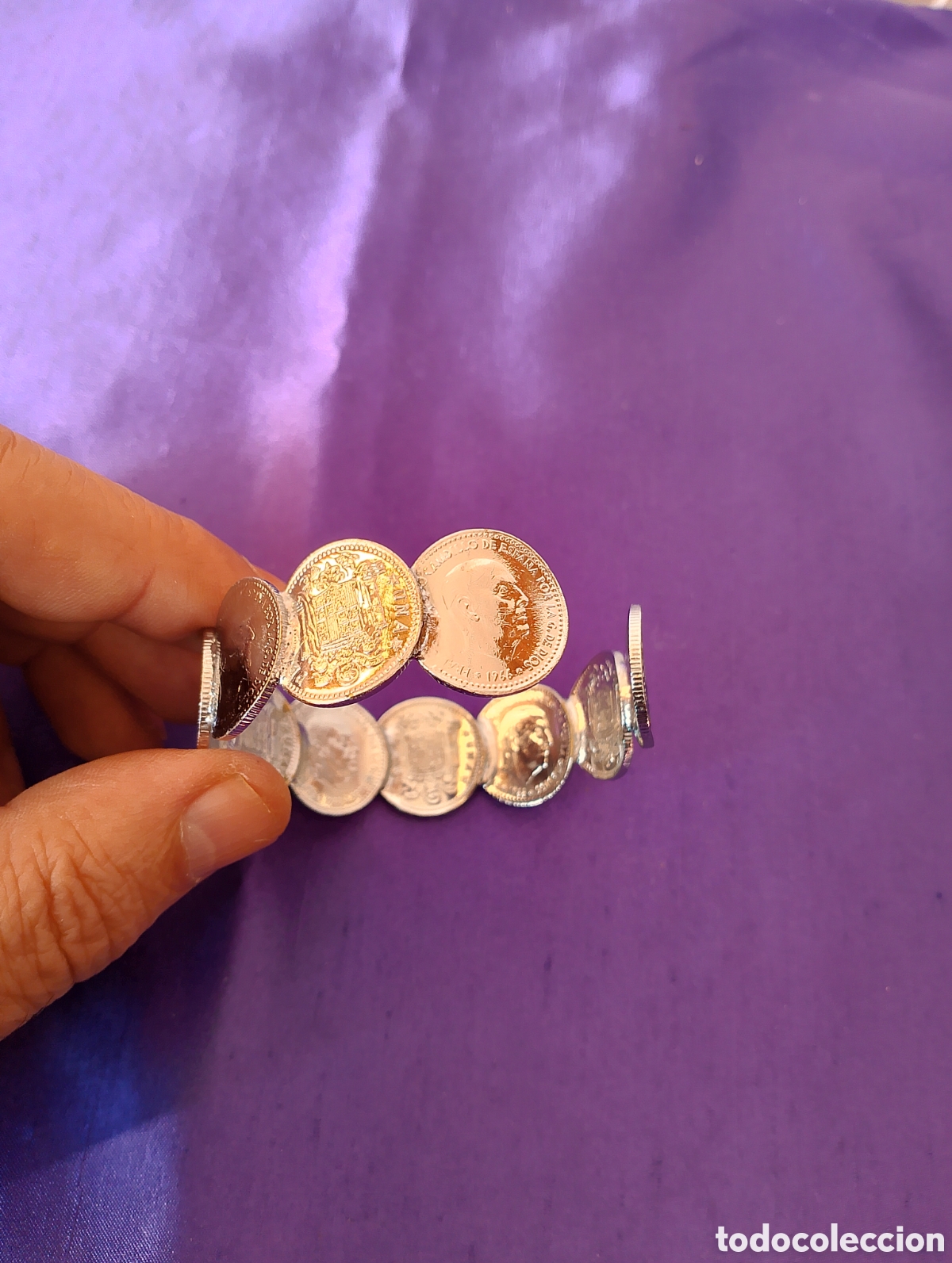 Joyeria: Pulsera hecha con pesetas brazalete - Foto 5